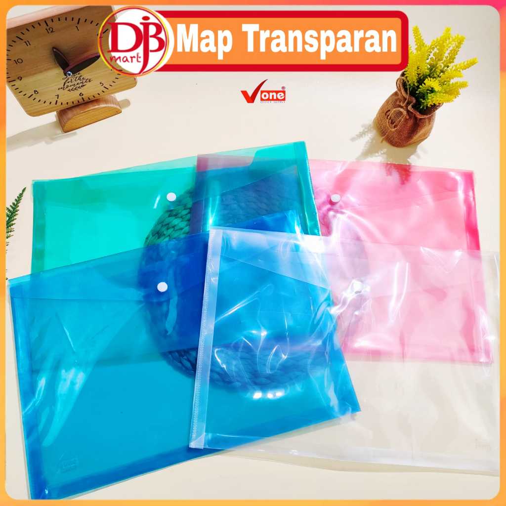 

DJB - Map Transparan Kancing 1 / Map Plastik 12Pcs - Random Color
