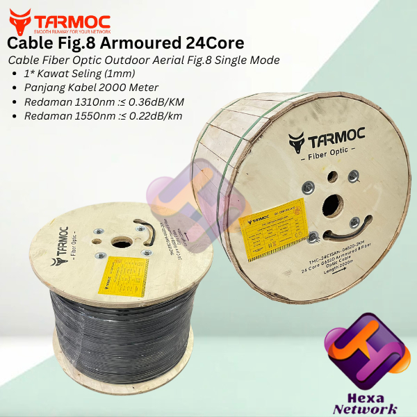 Tarmoc Fiber Optic Cable Fig 8 Armoured 24 Core 2000m | Kabel Fiber Optik Fig8 armored Indoor Outdoo