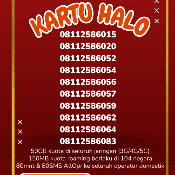 Kuota 50GB  Telkomsel kartu halo 11 digit nomor 11