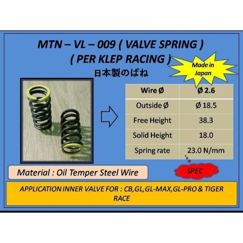 pir klep Tiger MTN spring japan (Valve spring)