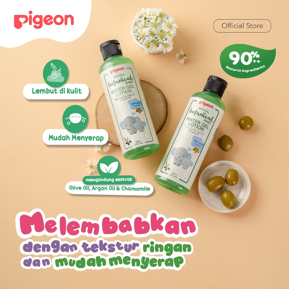 PIGEON Botanical Baby Water Gel Lotion 240Ml | Skincare Krim Pelembab Kulit Bayi dengan Bahan Alami