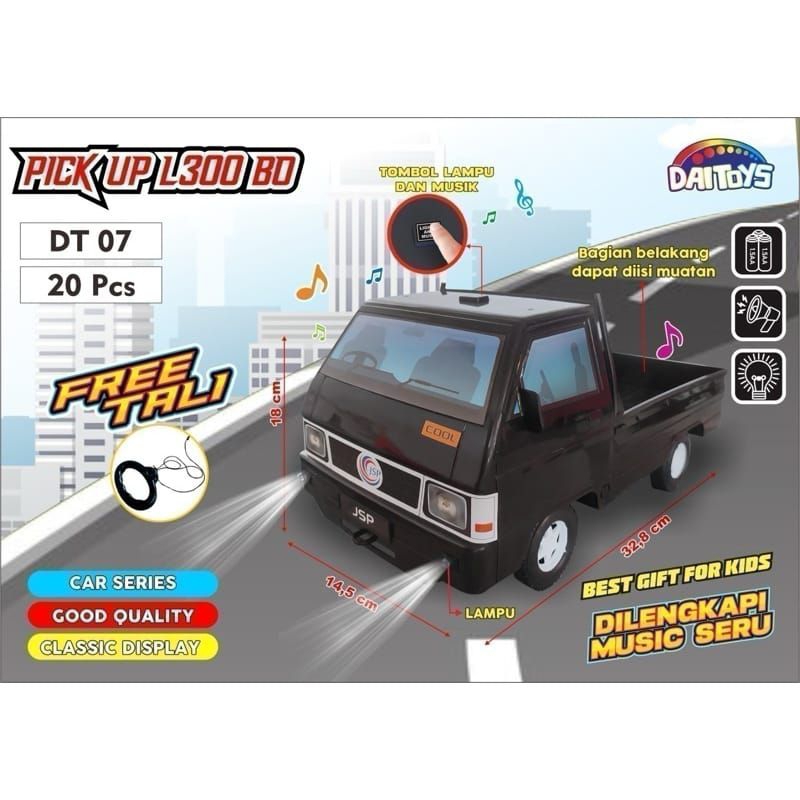 Mainan miniatur anak mobil pick up/Mobil telolet lampu dan suara bentuk pickup L300/Mobil pengangkut