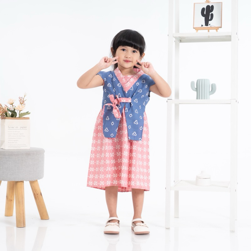 Delova Kids - MELODY DRESS Batik Anak Bahan Katun Premium Setelan Atasan Anak Kids Lace Renda Tille Modern Baju Cewek Atasan Kondangan Lebaran Pesta Perempuan Outer Mewah Remaja Model Korea Style Terbaru Kekinian Fashion Model Terbaru