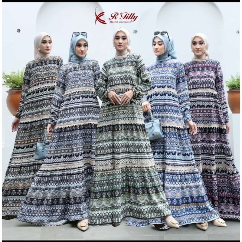 R Filly Gamis Batik Lengan Panjang