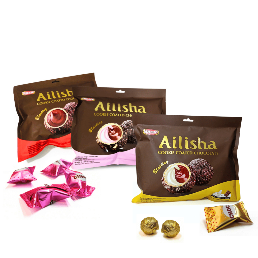 

Coklat Ailisha 250 Gram Choco Ball | Coklat Coated / Coklat cookie Aneka Rasa /