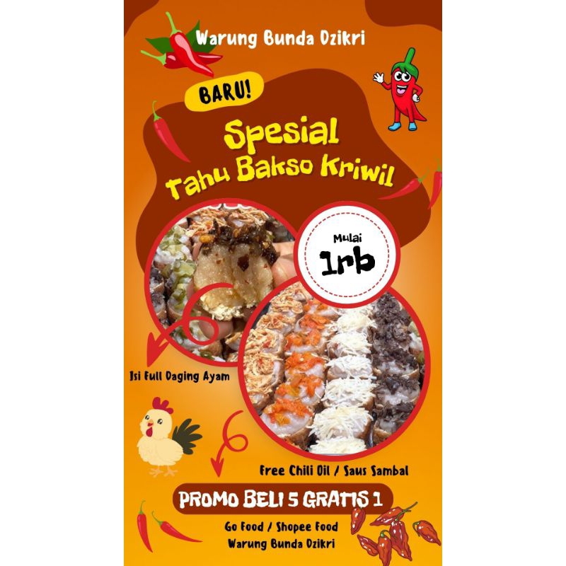 

Beli 5 Gratis 1 Tahu Bakso Kriwil Warung Bunda Dzikri/ Tahu Bakso Toping Viral / Cemilan / Makanan Ringan