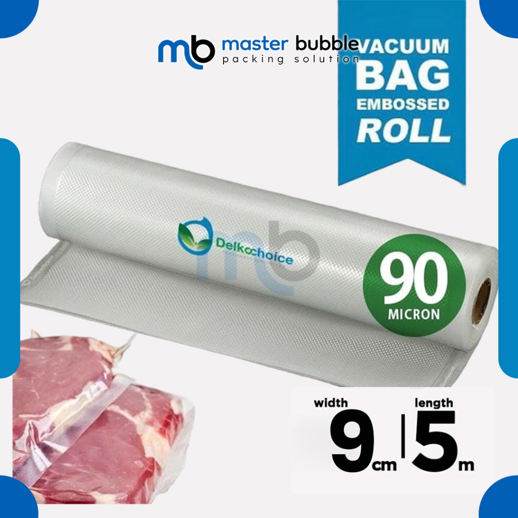 Vacuum Embossed Roll Bening 9cm x 5 meter Plastik Vakum Makanan Vacum Bag Sealer  - Delkochoice