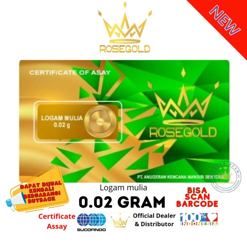 ROSE GOLD 0.02 GRAM EMAS MINI Bersertifikat Sucofindo