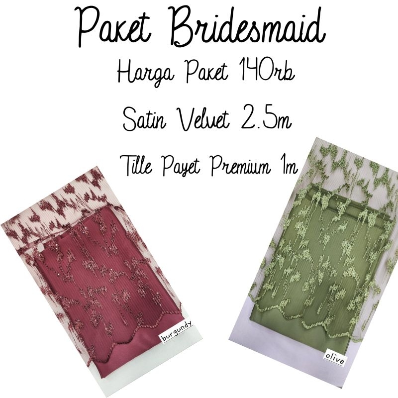 kain tille motif paket bridesmaids/ seragam keluarga