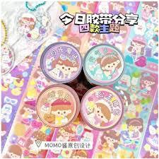 

MOMO Stiker Roll Glitter Motif Karakter Cewek Korea Aesthetic Stickers