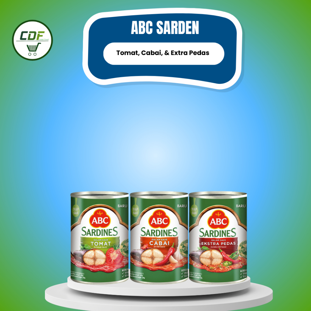 

Varian Sardine ABC : Tomat/ Cabai/ Extra Pedas ( 155gr & 425gr )