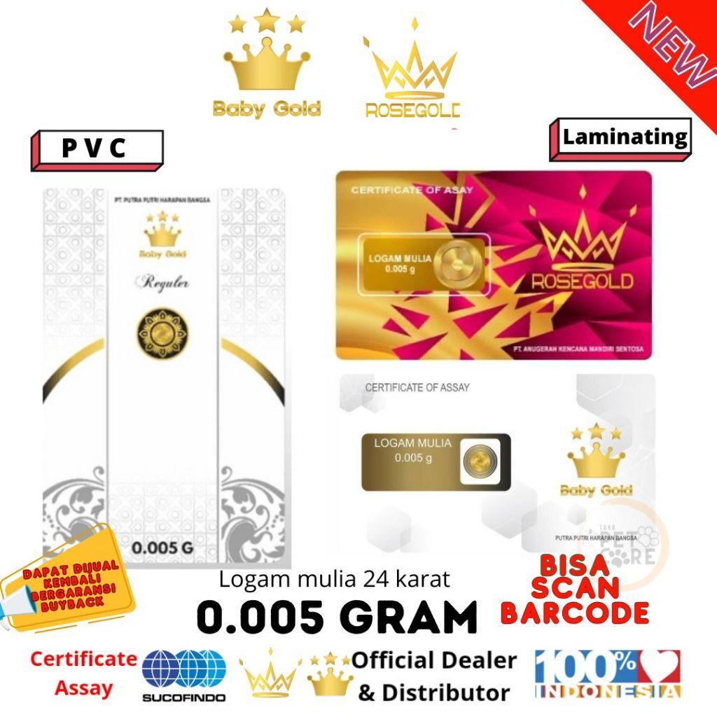 BABY GOLD / ROSE GOLD Emas Murni Logam Mulia 0.005 gram
