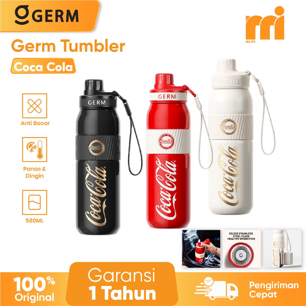 GERM Coca-Cola S31603 Cangkir Termos Baja Tahan Karat Cangkir Kopi Cangkir Termos Minuman Dingin Por