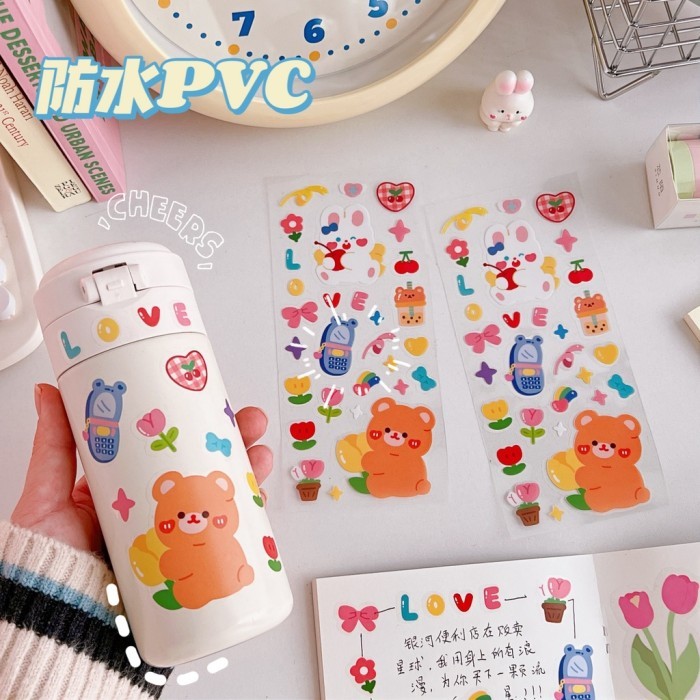 

1 PCS PET Waterproof Stiker Tulip Beruang Scrapbook DIY