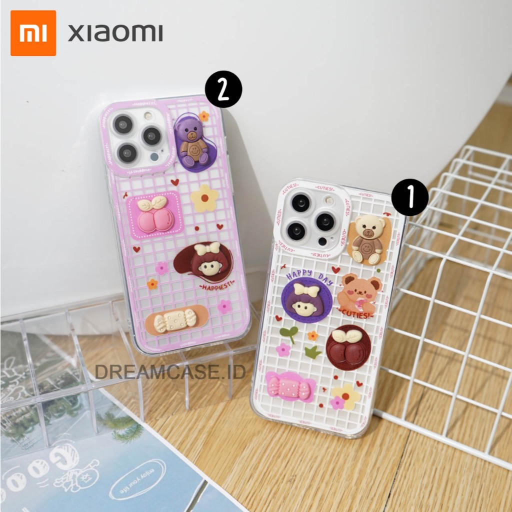 [3D7] SOFTCASE 3D CLEAR MOTIF TIMBUL LUCU BONEKA BERUANG FOR XIAOMI REDMI 12C 12 REDMI 13C 12 NOTE 1