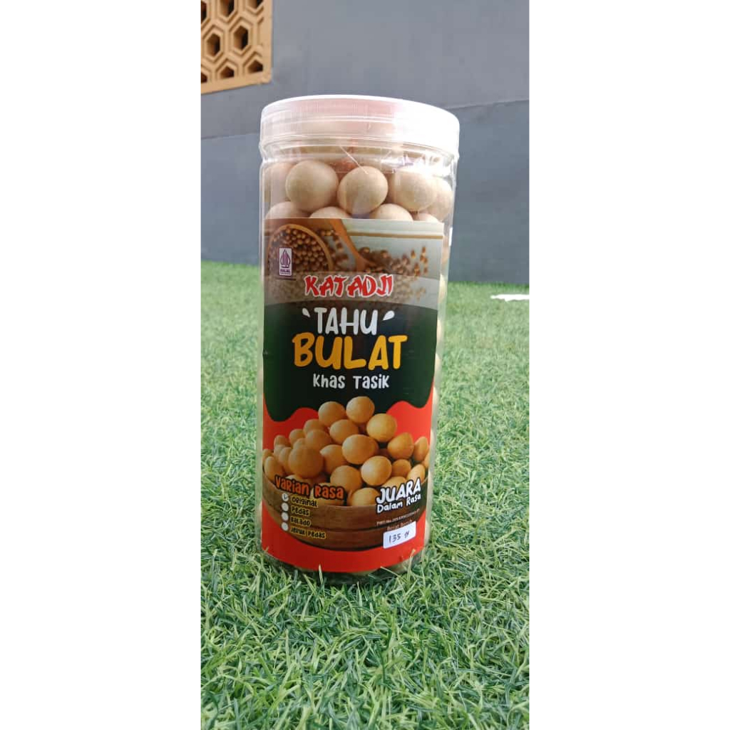 

tahu bulat kemasan toples varian original dan pedas