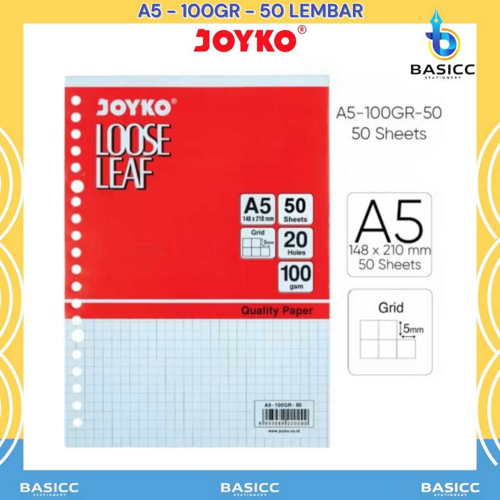 

Joyko Loose Leaf 50-Lembar Kertas Binder Kotak | A5-100GR-50