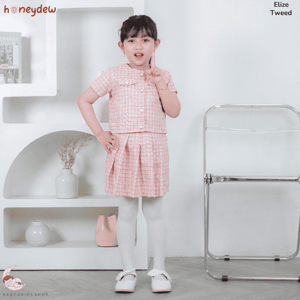 Honneydew Set Blazer anak Elize Tweed