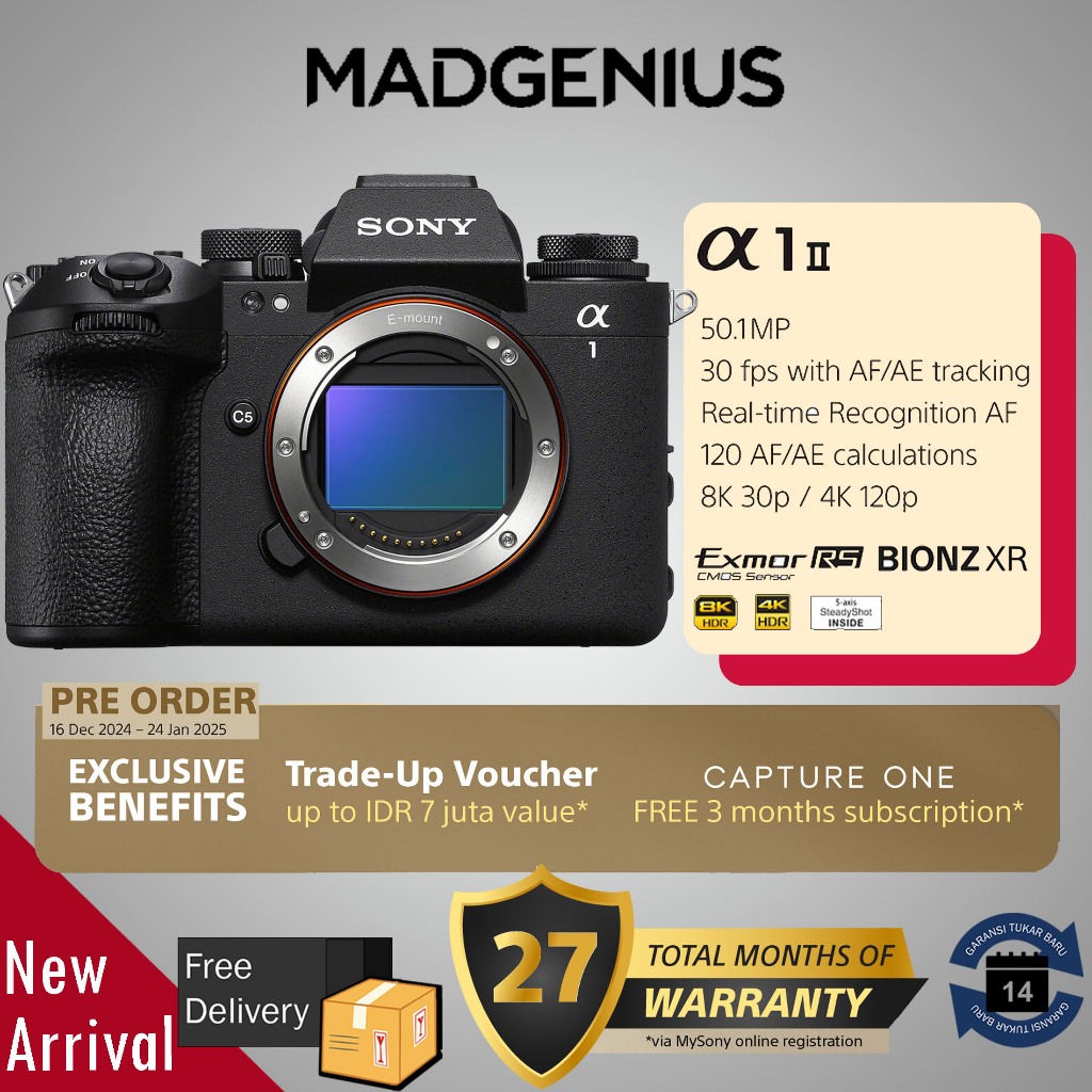 SONY Alpha a1 II Mirrorless Body Only / Sony a1 mark II / Kamera ILCE-1M2 - Garansi RESMI Sony Indon