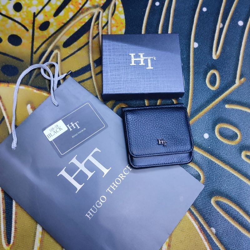 Reggie HT Hugo Thorch dompet kartu dompet saku dompet lipat pria kulit asli