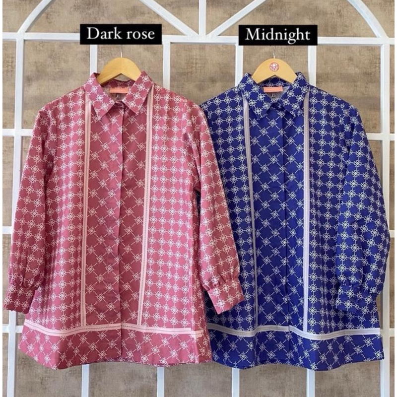 Alea Shirt Riamiranda Monogram Series Blouse Kemeja Wanita RM Atasan Ria Miranda