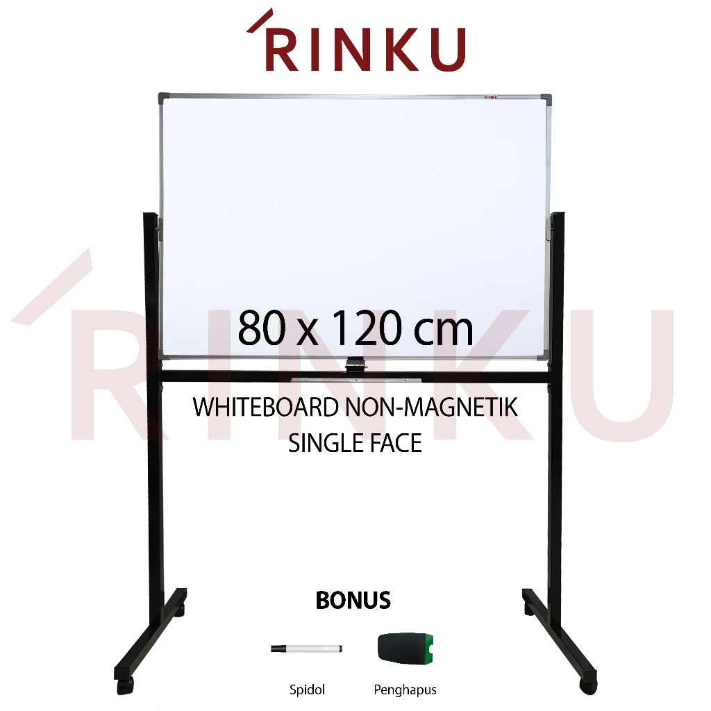 

Papan Tulis Whiteboard Standing Non Magnetik Single Face Rinku 80x120 cm