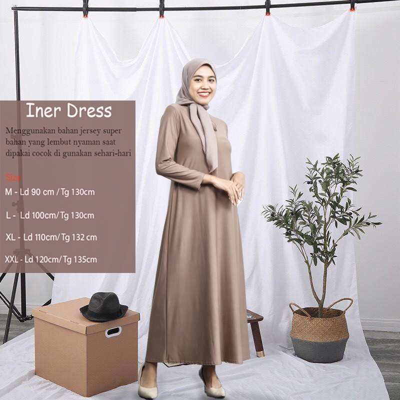 Gamis Polos  | Iner Tangan Panjang | Home Dres | Gamis Jersey |Daleman  Wanita SZE M- L- XL- XXL