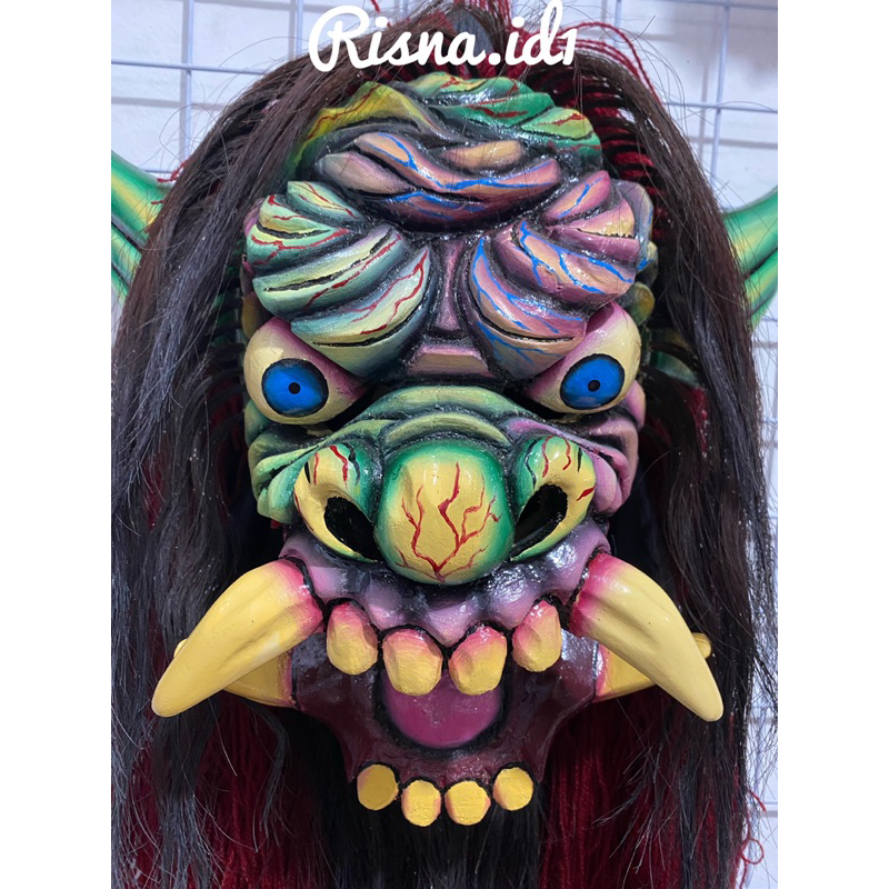 (BISA COD)TOPENG GEDRUK KAYU SIZE XL DEWASA HIJAU GRADASI FOTO VIDIO ASLI