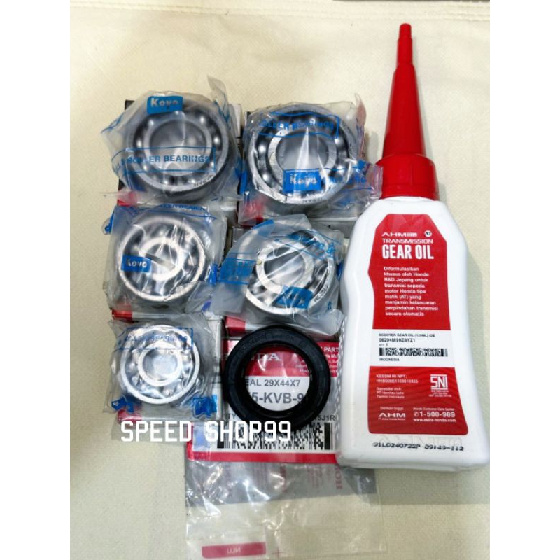 Bearing  rasio set koyo 5PCH+Sil roda KVB+Oli gardan Honda Beat karbu Scoopy karbu Spacy karbu Vario