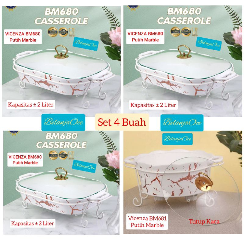 [Packing Kayu] Prasmanan Pesta Vicenza Keramik Marble Set 4 Buah