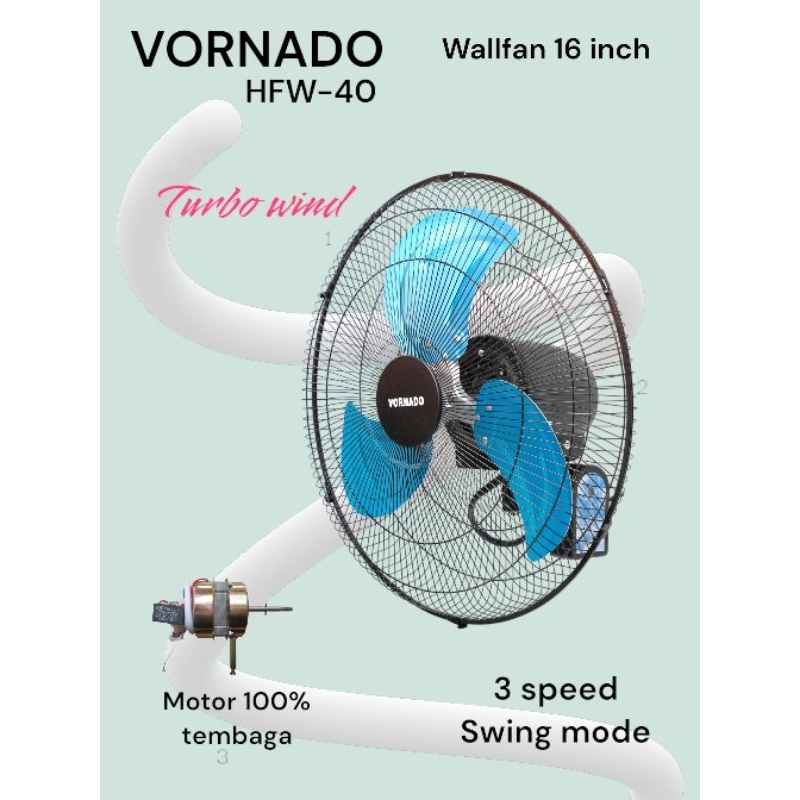 Kipas angin dinding 16 inch vornado HFW-40 baling baling aluminum TURBO WIND