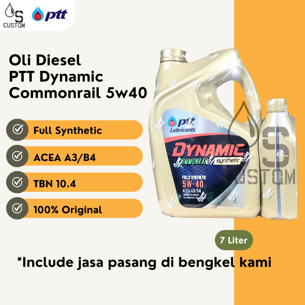 Oli Diesel PTT Dynamic 5w40 7L ACEA A3 B4 Full Synthetic