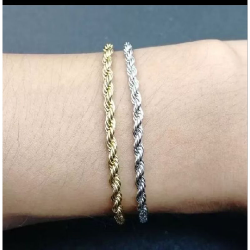 GELANG TANGAN PRIA DAN WANITA MODEL TAMBANG PERHIASAN IMITASI LAPIS EMAS ANTI KARAT ANTI PUDAR