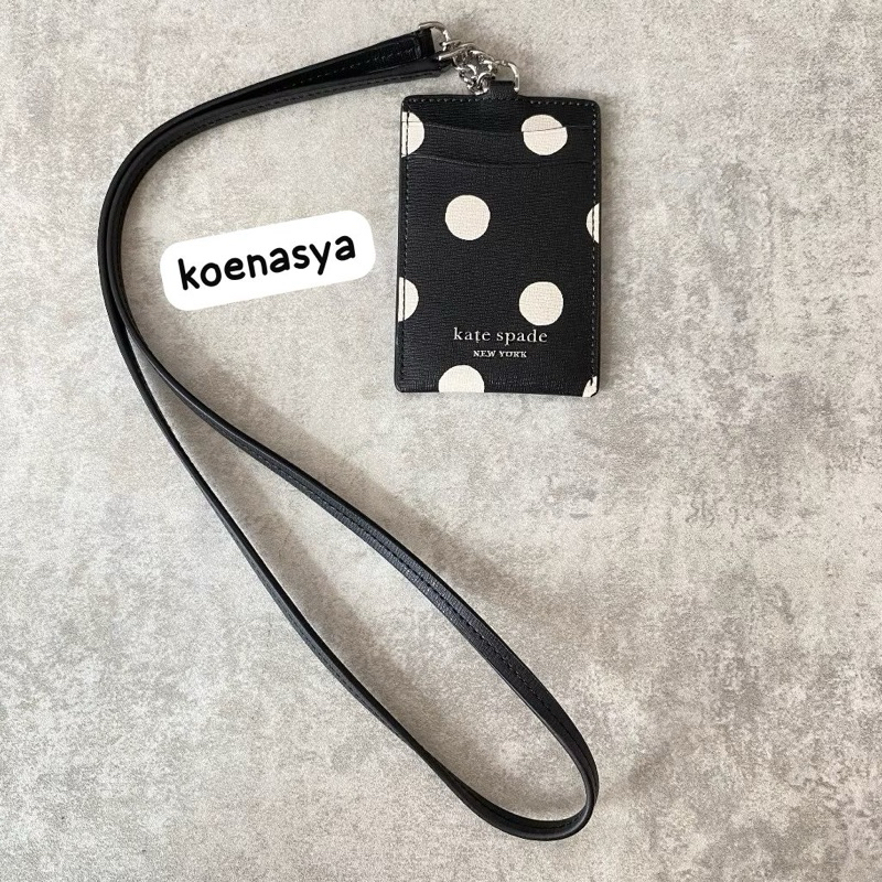 

ks kate spadeoriginal morgan sunshine dot id lanyard black new