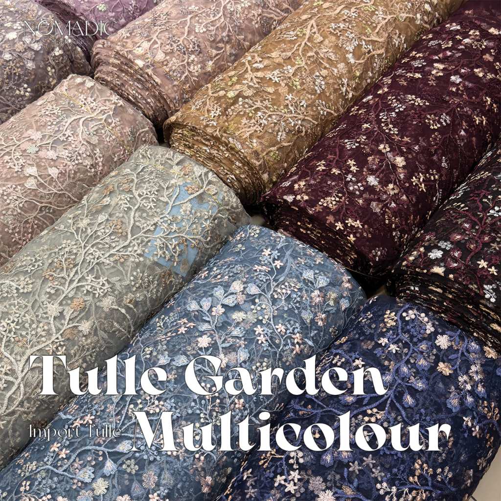 ½ Meter Kain Brokat Tulle Garden Multicolour Premium || Tulle Garden || Tulle Bunga Import