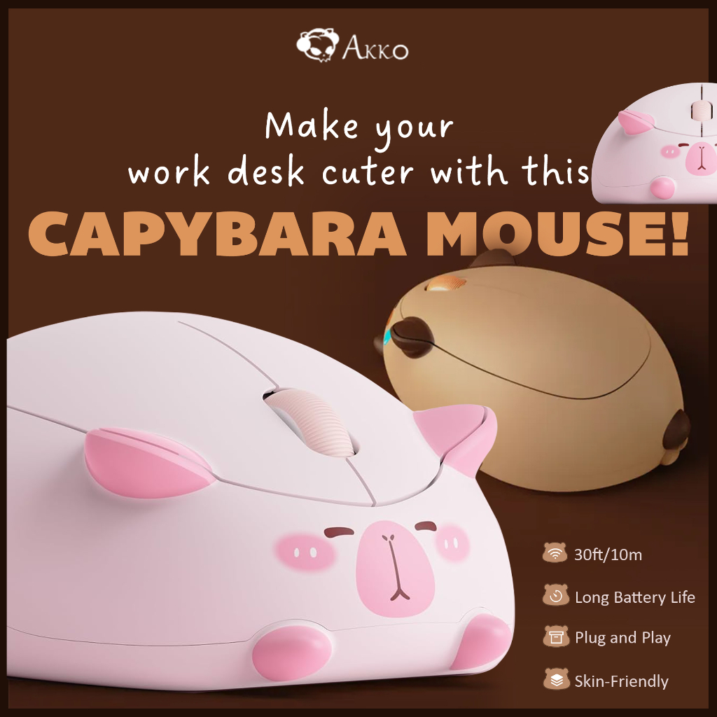 Akko Capybara Mouse Pink - Wireless Mouse