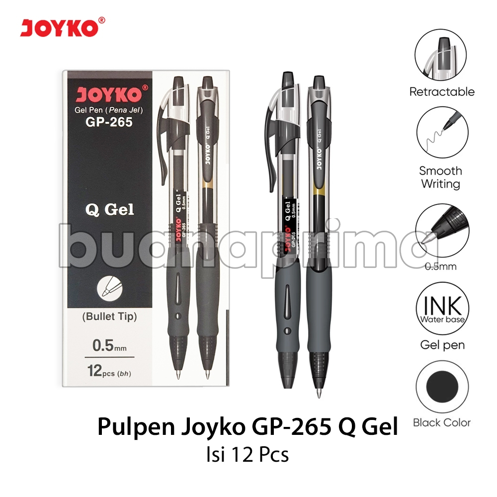 

Gel Pen Joyko Q Gel GP 265 isi 12 Pulpen Cair Pena Ballpoin Bolpen