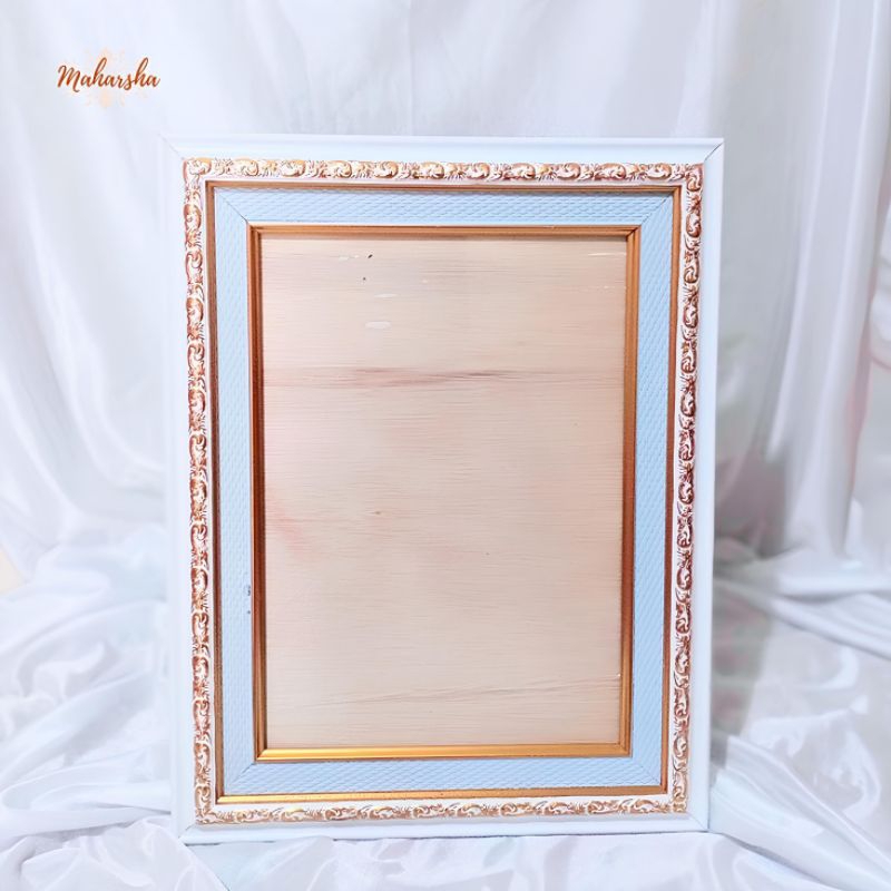 Frame Foto Figura Linen Tepi 3ml Putih 10R 12R 16R 20RCustom Ukuran