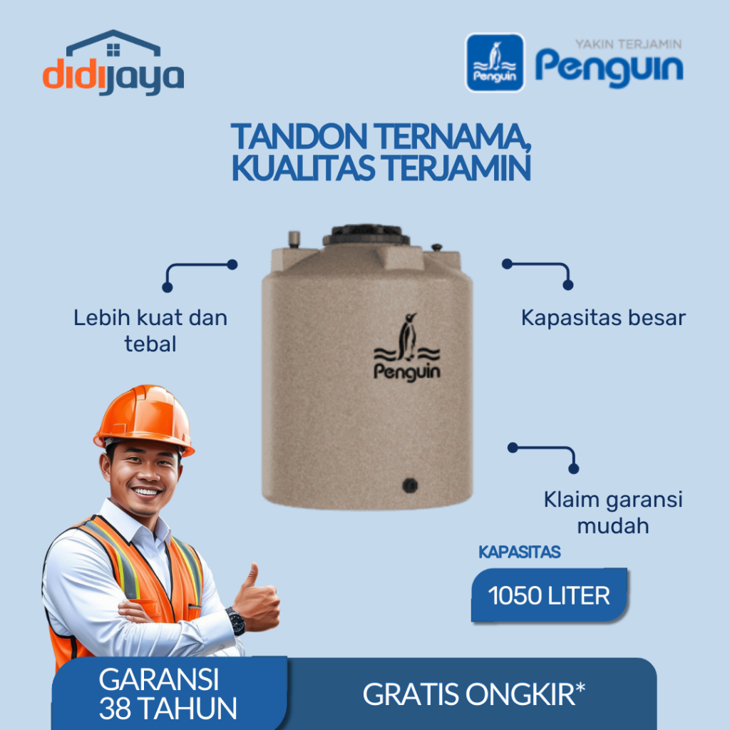 Tandon Air Penguin Anti Lumut Toren Air Tangki Air Penguin TB 110 1000 Liter FREE ONGKIR SE-JAWA