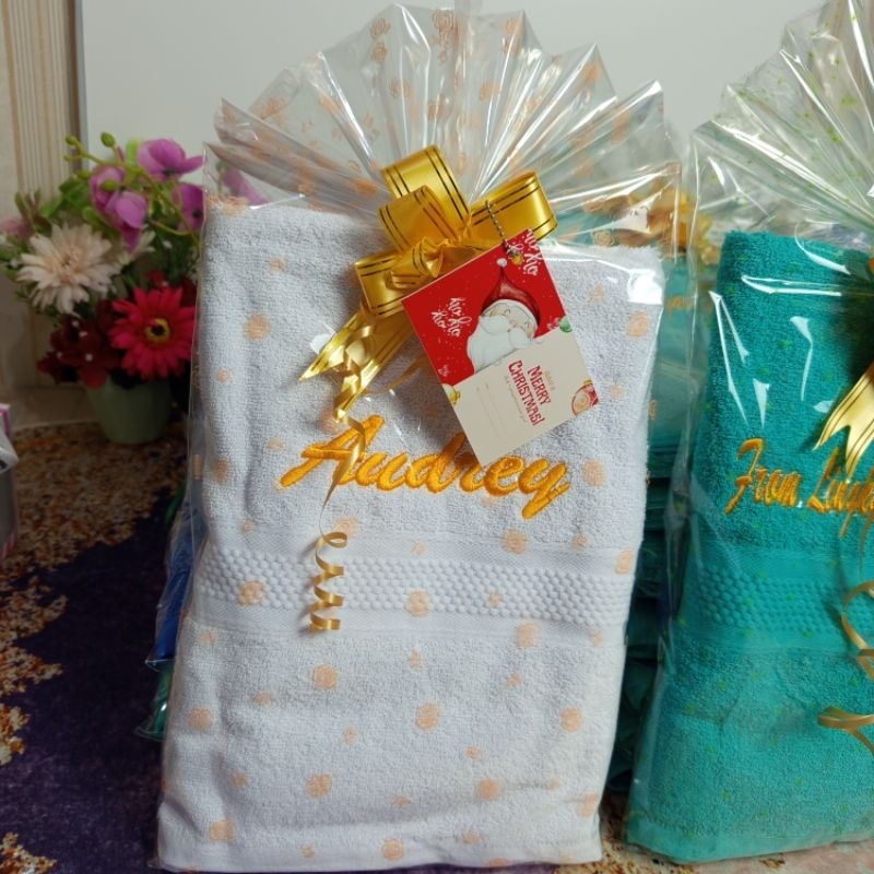 HANDUK BORDIR NAMA / HANDUK BORDIR SOUVENIR / WEDDING / COUPLE