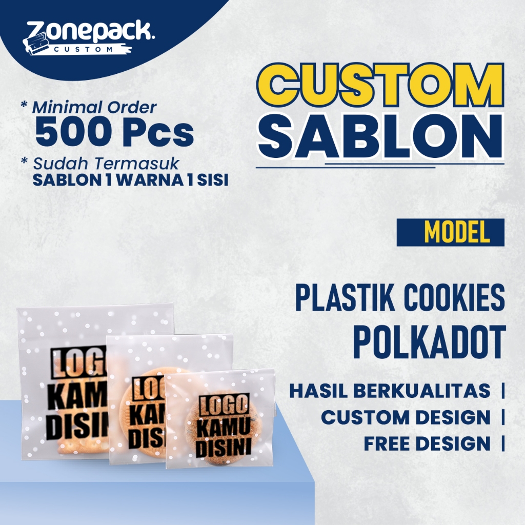 Sablon Plastik Cookies Polkadot | Custom / Free Desain Plastik OPP Polkadot Doff | Plastik Packaging