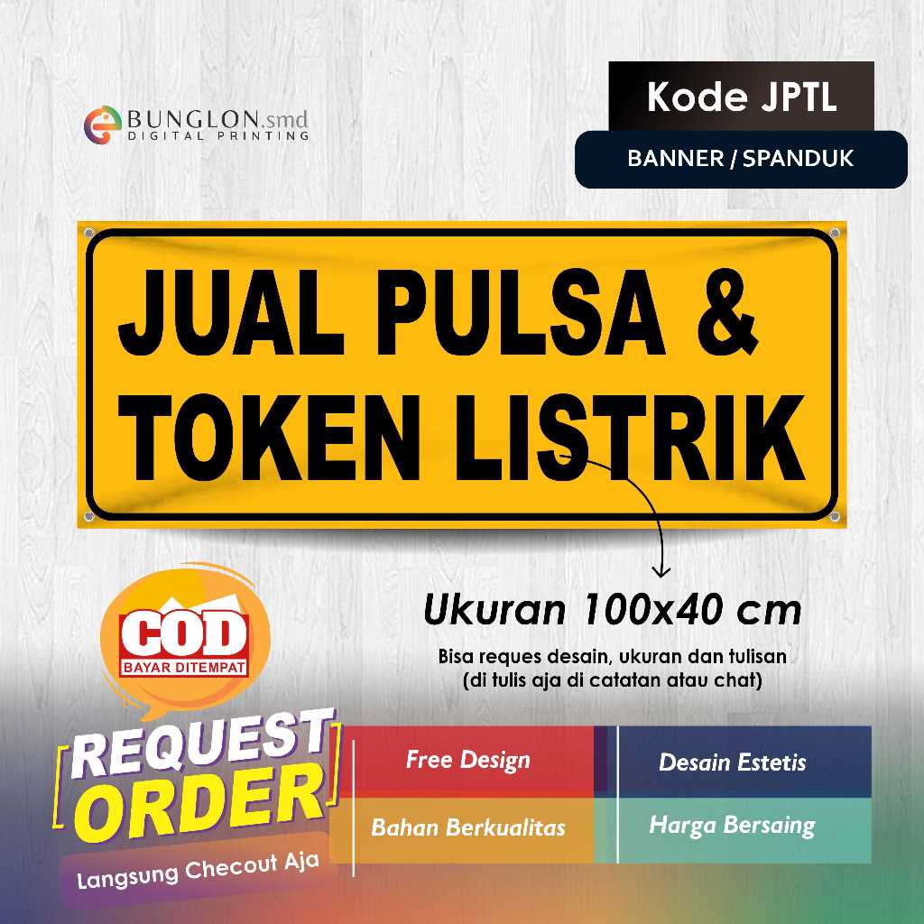 SPANDUK BANNER JUAL PULSA DAN TOKEN LISTRIK KODE JPTL ORANGE