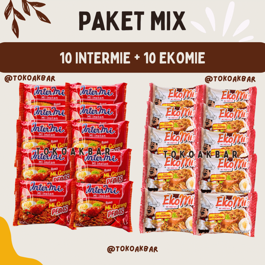 

MIX 10 INTERMIE PEDAS + 10 EKOMIE MIE INSTAN BERGIZI ENAK GROSIR