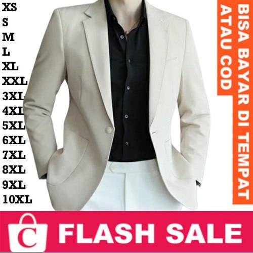 FORTKLASS FORTGLASS RISRUS FASHION CHAMELEON OFFICIAL SHOP Blazer Cowok Jas Pria PUTIH TULANG PUTIH 