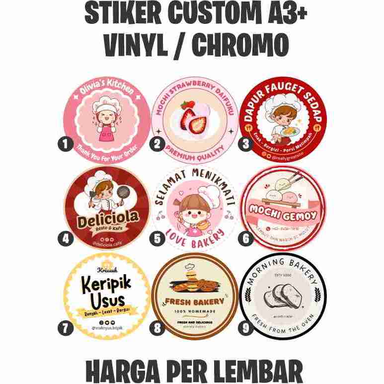 

CETAK STIKER VINYL CHROMO / Cetak Stiker Label Kemasan / Label Usaha Makanan / Cetak Label Minuman