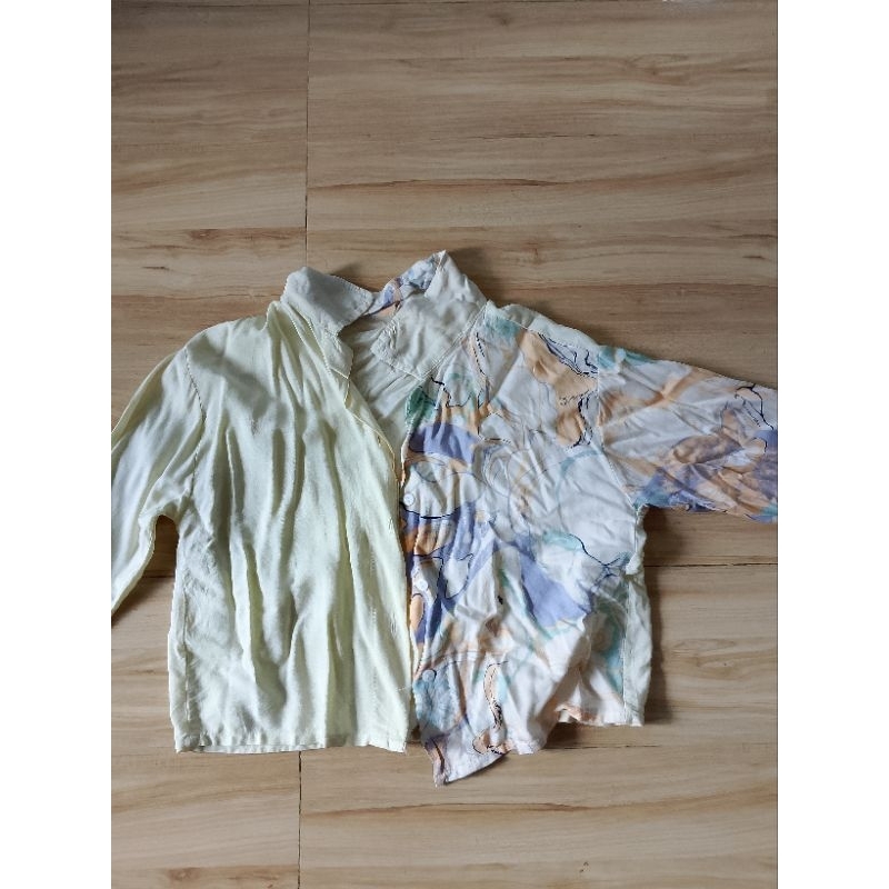 KEMEJA CROP MARBLE TWO TONE