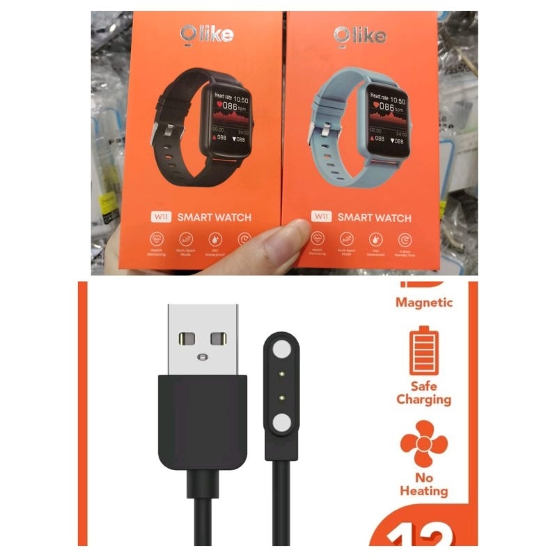 Olike W11 Smart Watch Kabel Charger Smartwatch Olike W11 Magnetic 2 Pin