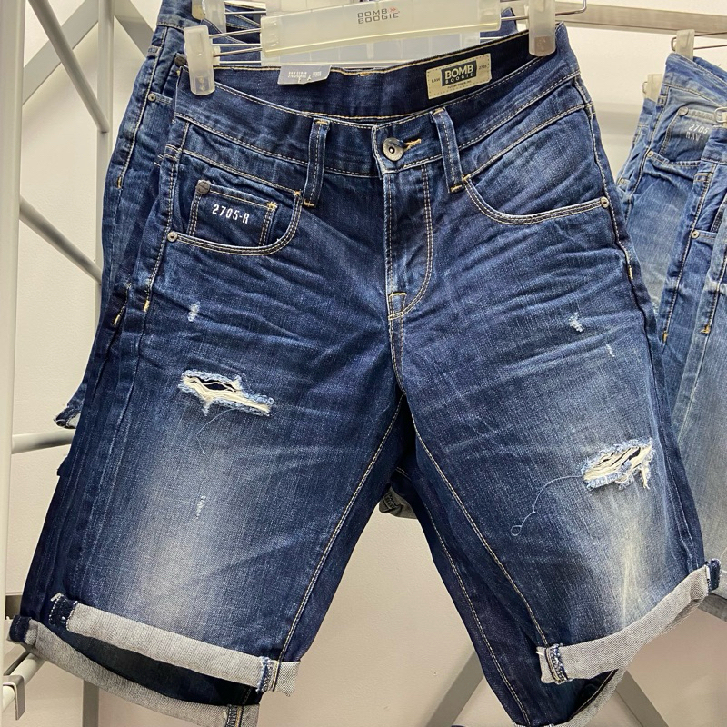 BOMBBOOGIE original celana pendek jeans pria bahan tebal dan nyaman