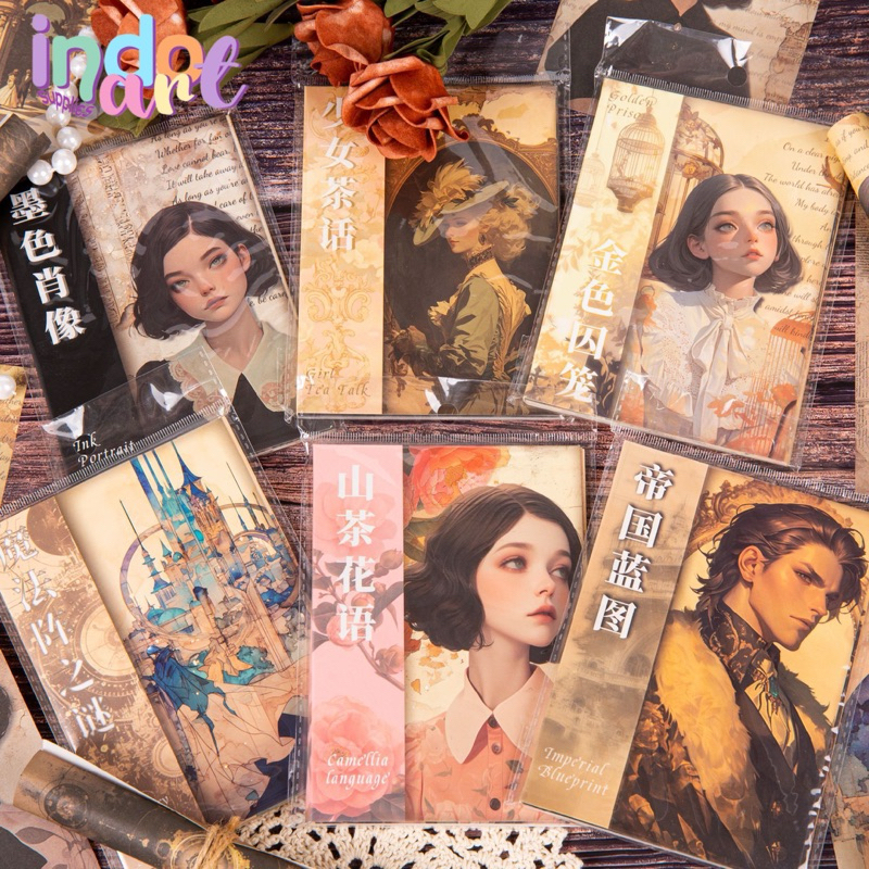 

(IAS) B1 - Material Paper Sticker Deco Book Set Retro Vintage Girl Portrait Noble Palace isi 30 sheets