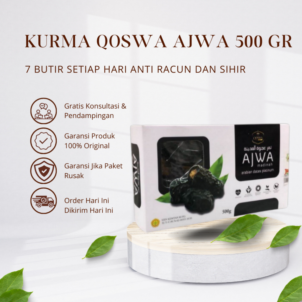 

PROMO QOSWA Kurma Ajwa 500 gr Madina premium Kurma nabi Asli madinah